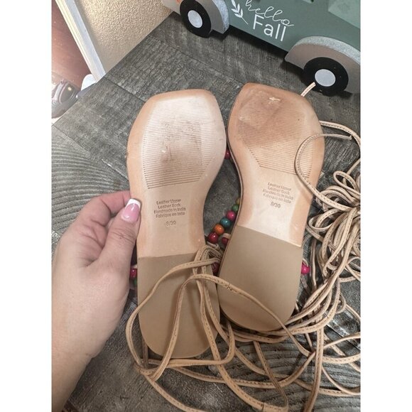 JEFFREY CAMPBELL Bali Gladiator THONG BEADED Wrap SANDALS Size 8m Bright Multi - Picture 4 of 4